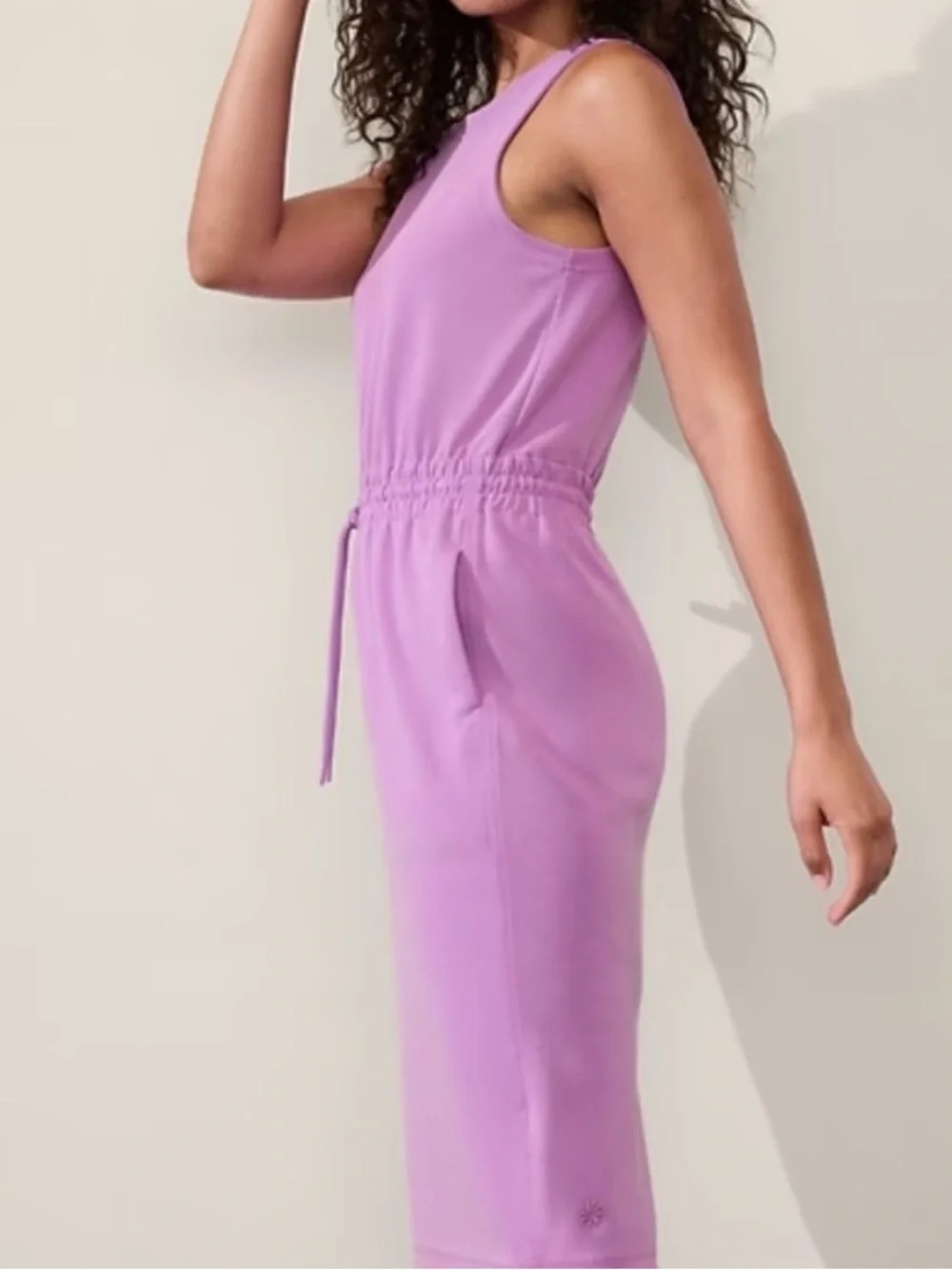 Athleta Seasoft Midi Dress L Purple Athleisure Minimal - Picture 8 of 9